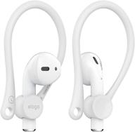 elago airpods ear hooks - upgraded for apple airpods 1 &amp; 2 and designed for airpods pro, featuring ergonomic design, durable tpu construction, ideal for exercising [white] logo