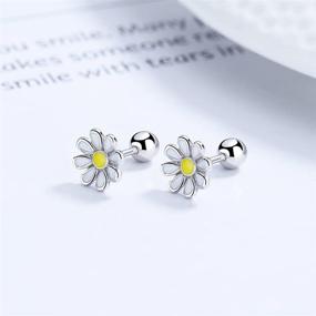 img 2 attached to 🌼 18G Sterling Silver Chrysanthemum Flower Cartilage Stud Earrings - Little Daisy Floral Helix Tragus Jewelry with Screw Back Small Barbell - Cute Hypoallergenic Ear Piercing Studs for Women and Girls - Perfect Gifts