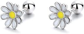 img 4 attached to 🌼 18G Sterling Silver Chrysanthemum Flower Cartilage Stud Earrings - Little Daisy Floral Helix Tragus Jewelry with Screw Back Small Barbell - Cute Hypoallergenic Ear Piercing Studs for Women and Girls - Perfect Gifts