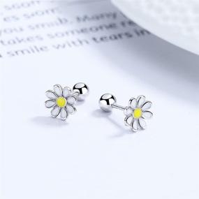 img 1 attached to 🌼 18G Sterling Silver Chrysanthemum Flower Cartilage Stud Earrings - Little Daisy Floral Helix Tragus Jewelry with Screw Back Small Barbell - Cute Hypoallergenic Ear Piercing Studs for Women and Girls - Perfect Gifts