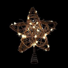 img 2 attached to 🌟 Joiedomi Christmas Tree Toppers: Rattan Star Tree Topper with 50 LED Lights for Xmas Tree Decor, Holiday Party Indoor Decoration