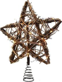 img 1 attached to 🌟 Joiedomi Christmas Tree Toppers: Rattan Star Tree Topper with 50 LED Lights for Xmas Tree Decor, Holiday Party Indoor Decoration
