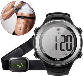 img 4 attached to ⌚ EZON Heart Rate Monitor Sports Watch with HRM Chest Strap - Waterproof, Stopwatch, Hourly Chime