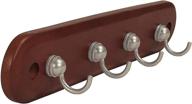 🔑 spectrum modern entryway organizer: diversified four key rack, walnut/satin nickel - functional wood hooks, 1 count логотип