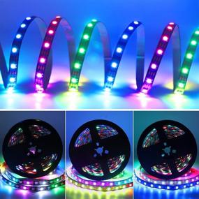 img 1 attached to 🌈 16.4ft 300LEDs HJHX WS2812B Individually Addressable LED Strip - SMD5050 RGB Magic Color Flexible Rope Lights with Pure Gold Wire (Non-Waterproof)