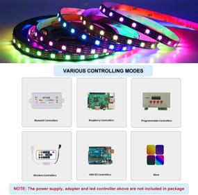 img 2 attached to 🌈 16.4ft 300LEDs HJHX WS2812B Individually Addressable LED Strip - SMD5050 RGB Magic Color Flexible Rope Lights with Pure Gold Wire (Non-Waterproof)