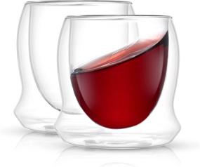 img 4 attached to 🍷 JoyJolt Cosmo Double Walled Stemless Wine Glasses - Stylish Insulated Glassware for White & Red Wine - Set of 2 Elegant 10 oz Glasses