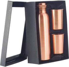 img 4 attached to 🧪 100% Pure Solid Copper Bottle and Glasses Set (34 Oz) - Perfect Gift for Copper Enthusiasts