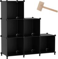 📦 awtatos cube storage organizer - modular 6 cube diy plastic square bookcase for home, bedroom, living room, office – black logo