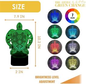 img 3 attached to 🐢 Colorful 3D Illusion Turtle Night Light: LED Hologram Lamp with Touch Switch - USB Powered Sea Turtle Decoration Lamp