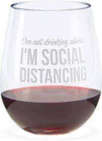 img 1 attached to 🍷 Quirky Social Distancing Wine Glasses: Unbreakable Stemless Plastic with Funny Sayings for Women & Men- Ideal White Elephant Gift for Nurses & Teachers