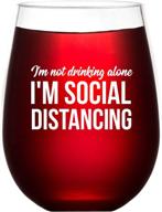 🍷 quirky social distancing wine glasses: unbreakable stemless plastic with funny sayings for women & men- ideal white elephant gift for nurses & teachers логотип