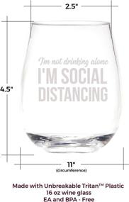 img 2 attached to 🍷 Quirky Social Distancing Wine Glasses: Unbreakable Stemless Plastic with Funny Sayings for Women & Men- Ideal White Elephant Gift for Nurses & Teachers