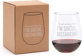 img 3 attached to 🍷 Quirky Social Distancing Wine Glasses: Unbreakable Stemless Plastic with Funny Sayings for Women & Men- Ideal White Elephant Gift for Nurses & Teachers