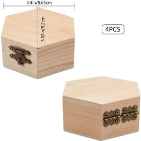 img 3 attached to 🔲 GORGECRAFT 4PCS Unfinished Wood Hexagon Storage Box with Hinged Lid & Clasp for DIY Easter Arts, Hobbies, Jewelry - 3.6 x 3.4 Inch