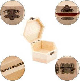 img 1 attached to 🔲 GORGECRAFT 4PCS Unfinished Wood Hexagon Storage Box with Hinged Lid & Clasp for DIY Easter Arts, Hobbies, Jewelry - 3.6 x 3.4 Inch