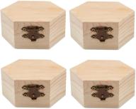 🔲 gorgecraft 4pcs unfinished wood hexagon storage box with hinged lid & clasp for diy easter arts, hobbies, jewelry - 3.6 x 3.4 inch logo