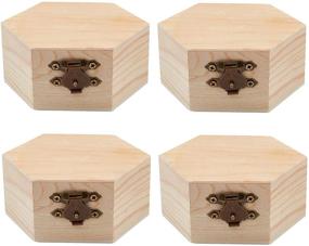 img 4 attached to 🔲 GORGECRAFT 4PCS Unfinished Wood Hexagon Storage Box with Hinged Lid & Clasp for DIY Easter Arts, Hobbies, Jewelry - 3.6 x 3.4 Inch