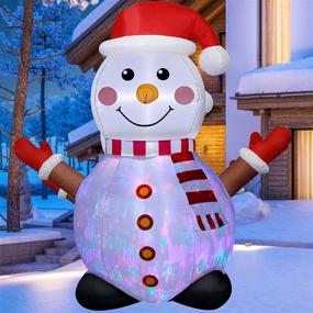 img 4 attached to 7-Foot Christmas Inflatable Snowman with 150 Rotating Projector LED Light Patterns - Blow Up Yard Decorations for Christmas Party, Garden, Lawn, Patio - Indoor/Outdoor