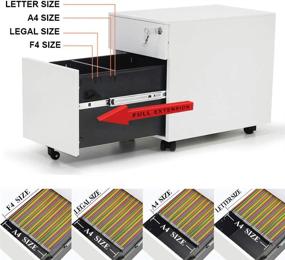 img 3 attached to 🗄️ HAIAOJIA White 2 Drawer Mobile File Cabinet - Lockable Metal Filing Cabinet for Legal/Letter/A4/F4 Size - Fully Assembled with Wheels - for Home and Office Use