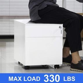 img 1 attached to 🗄️ HAIAOJIA White 2 Drawer Mobile File Cabinet - Lockable Metal Filing Cabinet for Legal/Letter/A4/F4 Size - Fully Assembled with Wheels - for Home and Office Use