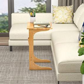 img 1 attached to 🪑 Space-Saving C Table Sofa Side End Table for Small Living Rooms - Slide Under Couch, Laptop Coffee Snack Bamboo Tray - 20 x 12 x 24 Inch TV Dinner Table