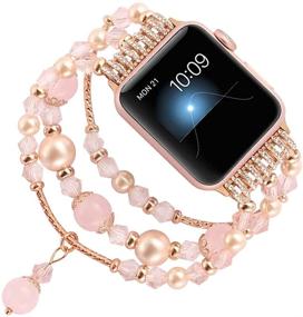 img 3 attached to Suppeak Эластичная ручная жемчужная браслетная замена для Apple Watch 38мм 40мм - Совместимо с Apple Watch Series 4 3 2 1, Идеально для женщин и девочек.