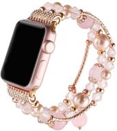 suppeak elastic handmade pearl bracelet replacement band for apple watch 38mm 40mm - compatible with apple watch series 4 3 2 1, ideal for women and girls logo