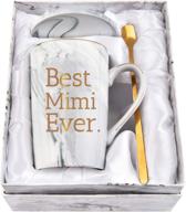 👵 top mimi ever coffee mug - ideal mimi gifts for grandma | mother's day & birthday gifts from grandchildren | grandson grandma cup 14 oz in gray with gift box logo