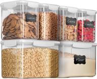 6-piece bpa-free airtight food storage containers set - perfect for flour, cereal, sugar, coffee, rice, nuts, snacks, and more - kitchen pantry plastic containers логотип