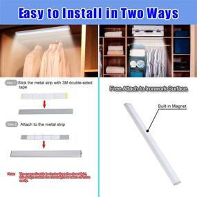 img 3 attached to 💡 USB Rechargeable LED Closet Light with 78 LEDs - Motion Sensor Activated Night Light for Cabinets, Closets, and Wardrobes - Magnetic Strip Included - 1 Pack