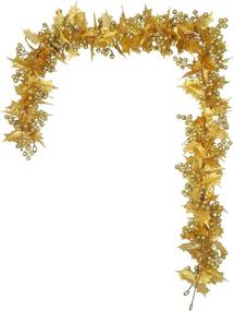 img 1 attached to Artlines 11Ft Christmas Garland - 2PCS Artificial Holiday Hanging Garlands Christmas Vine Decoration for Stairs Wall Fireplace Mantel Indoor Outdoor Decor Set with Gold Berries