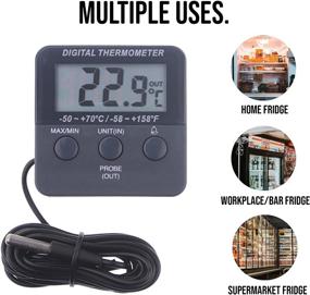 img 3 attached to 🌡️ Dual-Function Digital Fridge Freezer Thermometer: Temperature Warnings, Max Min Tracking - Perfect for Monitoring Chilled Food Storage