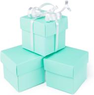 🎁 set of 10 mini small square cube robin's egg blue gift boxes with lids - perfect for party favors, weddings, birthdays, and decoration. 2" x 2" x 2" size logo