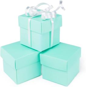 img 4 attached to 🎁 Set of 10 Mini Small Square Cube Robin's Egg Blue Gift Boxes with Lids - Perfect for Party Favors, Weddings, Birthdays, and Decoration. 2" x 2" x 2" Size