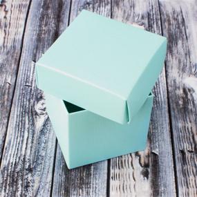 img 3 attached to 🎁 Set of 10 Mini Small Square Cube Robin's Egg Blue Gift Boxes with Lids - Perfect for Party Favors, Weddings, Birthdays, and Decoration. 2" x 2" x 2" Size