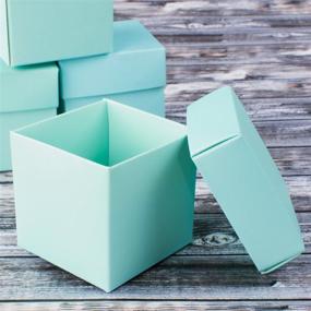 img 2 attached to 🎁 Set of 10 Mini Small Square Cube Robin's Egg Blue Gift Boxes with Lids - Perfect for Party Favors, Weddings, Birthdays, and Decoration. 2" x 2" x 2" Size