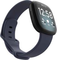 water proof fadeless classic silicone sports bands for fitbit 🔵 versa 3/sense - blue gray (s) - women and men compatible logo