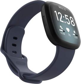 img 4 attached to Water Proof Fadeless Classic Silicone Sports Bands for Fitbit 🔵 Versa 3/Sense - Blue Gray (S) - Women and Men Compatible