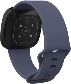 img 2 attached to Water Proof Fadeless Classic Silicone Sports Bands for Fitbit 🔵 Versa 3/Sense - Blue Gray (S) - Women and Men Compatible