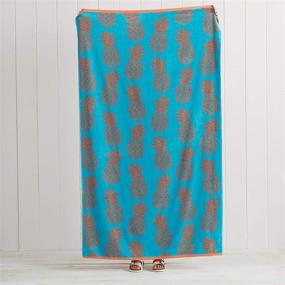 img 2 attached to 🏖️ Frutta Collection: 100% Cotton Jacquard Oversized Beach Towel (Teal / Coral) - Soft, Absorbent, Quick-Dry (40" x 71")