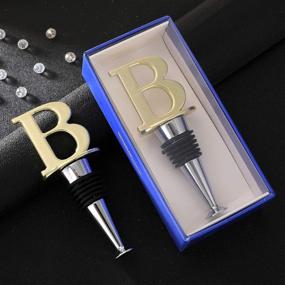 img 1 attached to Gold Finish Wine and Beverage Bottle Stopper: Reusable, DIY Funny Gift with Gold Letter B for Housewarming, Holiday Party, Wedding, Birthday