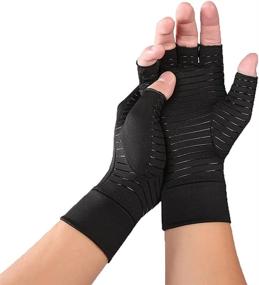 img 4 attached to 🧤 Copper Arthritis Gloves: Compression and Pain Relief for Carpal Tunnel, Tendonitis, Muscle Stiffness, Gamer Gloves, and Wrist Support