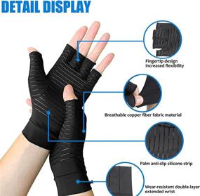 img 3 attached to 🧤 Copper Arthritis Gloves: Compression and Pain Relief for Carpal Tunnel, Tendonitis, Muscle Stiffness, Gamer Gloves, and Wrist Support