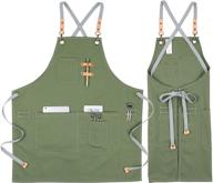 versatile green cotton apron for men and women: perfect for chefs, bbq, grilling, and workshop activities with adjustable strap логотип