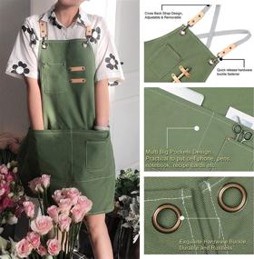 img 2 attached to Versatile Green Cotton Apron for Men and Women: Perfect for Chefs, BBQ, Grilling, and Workshop Activities with Adjustable Strap