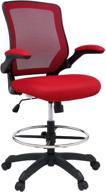 💺 stylish and functional: modway mo-eei-1423-red red flip-up arm drafting chair for reception desks логотип