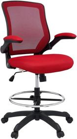 img 3 attached to 💺 Stylish and Functional: Modway MO-EEI-1423-RED Red Flip-Up Arm Drafting Chair for Reception Desks