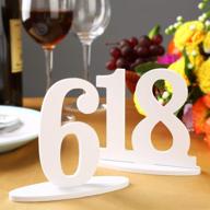 🍽️ white wooden wedding table numbers with holder base - set of 20, perfect for banquets, cafes, restaurants, hotels, and parties logo