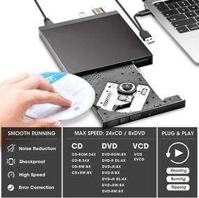 img 1 attached to 📀 ROOFULL External CD/DVD Drive Burner USB 3.0 Type-C: Portable DVD CD ROM with USB Ports and SD Reader for Mac & Windows 11/10/8/7 Laptop Desktop PC